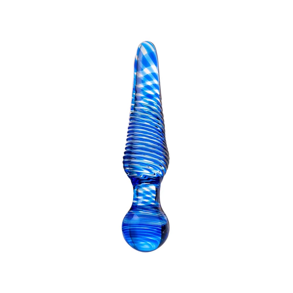 Sexus Glass Çift Taraflı Cam Dildo, Mavi, 17 cm thumbnail 2