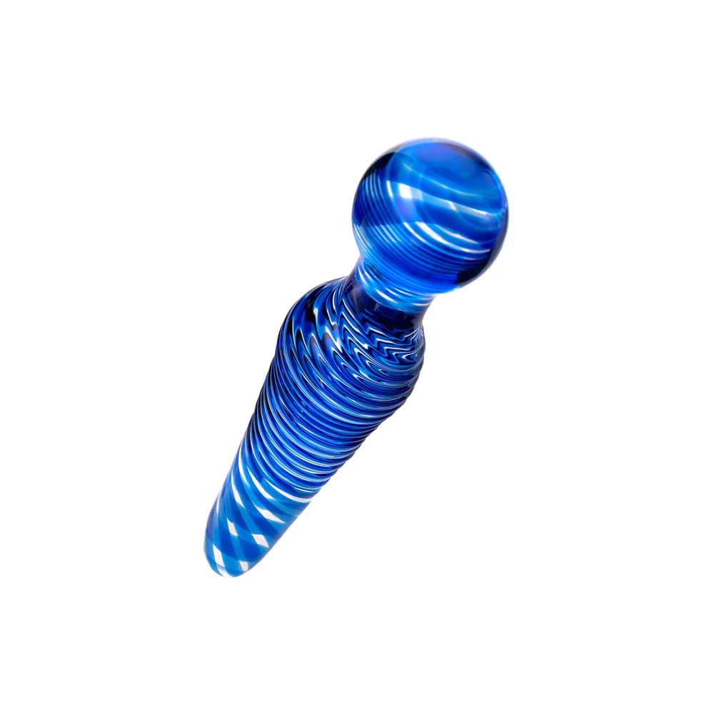 Sexus Glass Çift Taraflı Cam Dildo, Mavi, 17 cm thumbnail 3