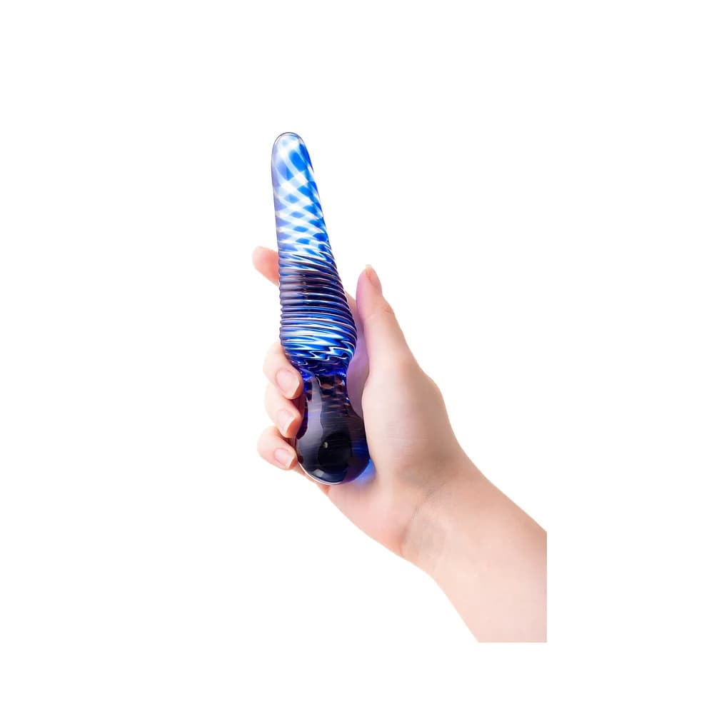 Sexus Glass Çift Taraflı Cam Dildo, Mavi, 17 cm thumbnail 4