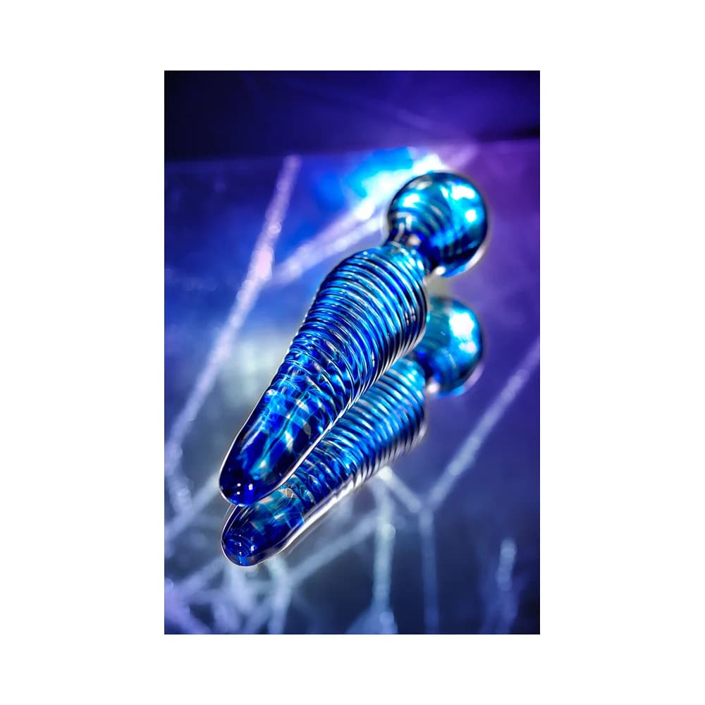 Sexus Glass Çift Taraflı Cam Dildo, Mavi, 17 cm thumbnail 9