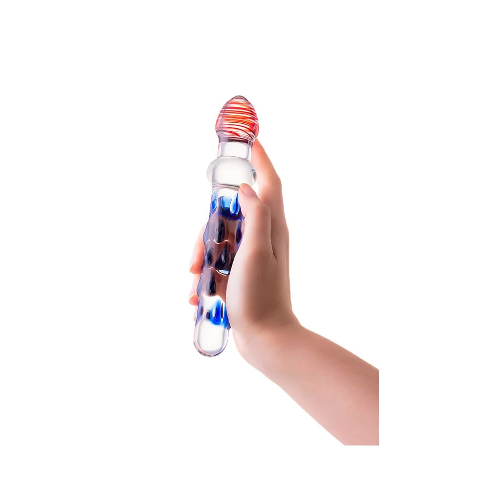 Sexus Glass Çift Taraflı Cam Dildo Şeffaf 20 cm thumbnail 4