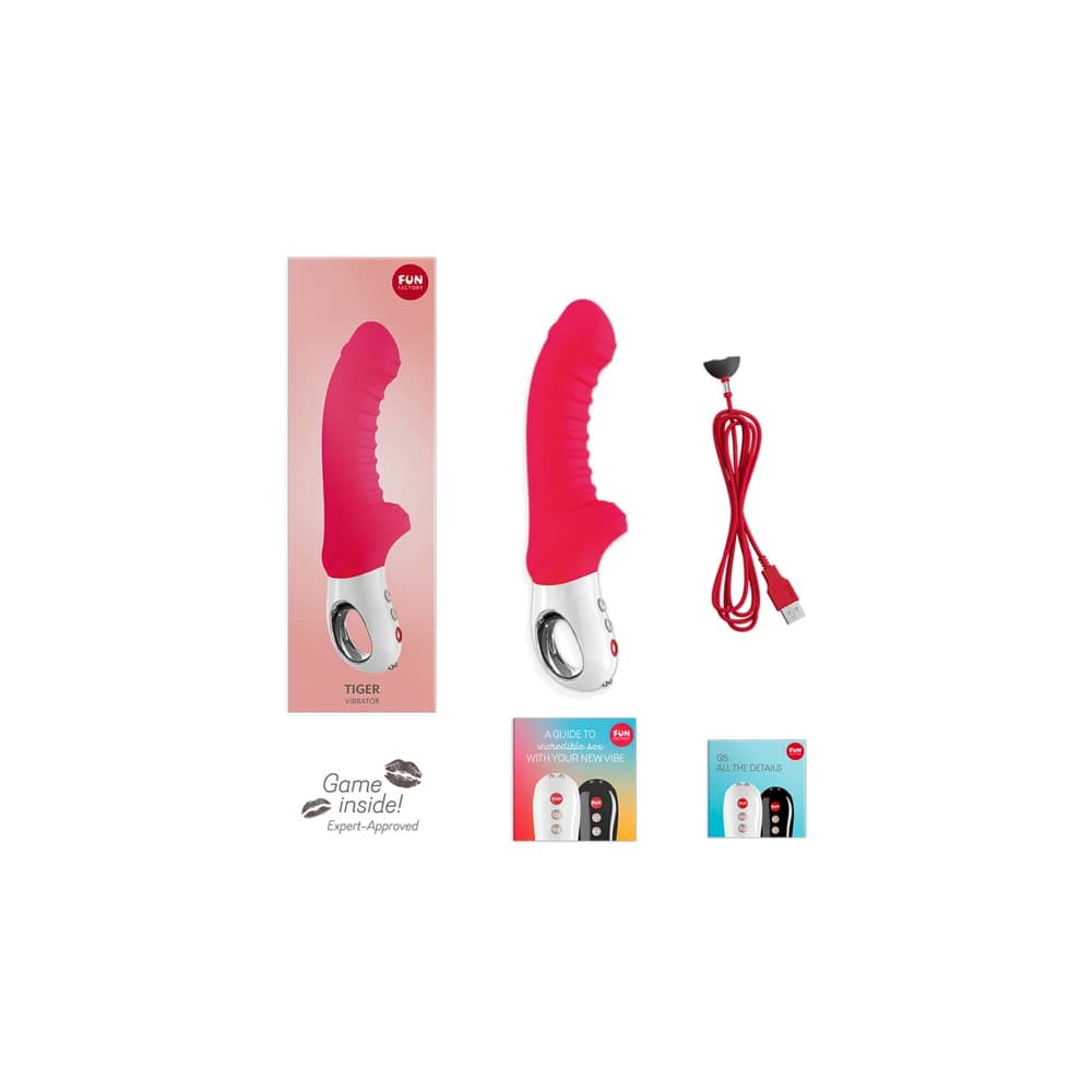Fun Factory Tiger Ergonomik Silikon Vibratör - Kırmızı 23 cm thumbnail 5