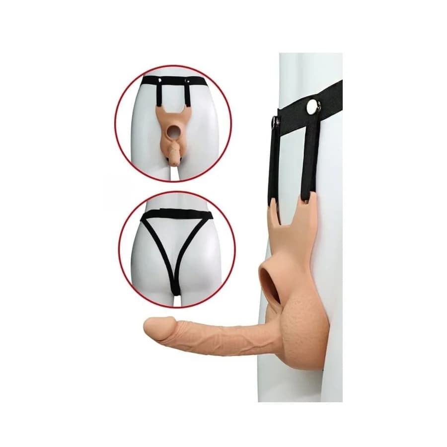 Ayarlanabilir Kemerli 15 cm Hollow Strapon Dildo - Vibratör Uyumlu thumbnail 2