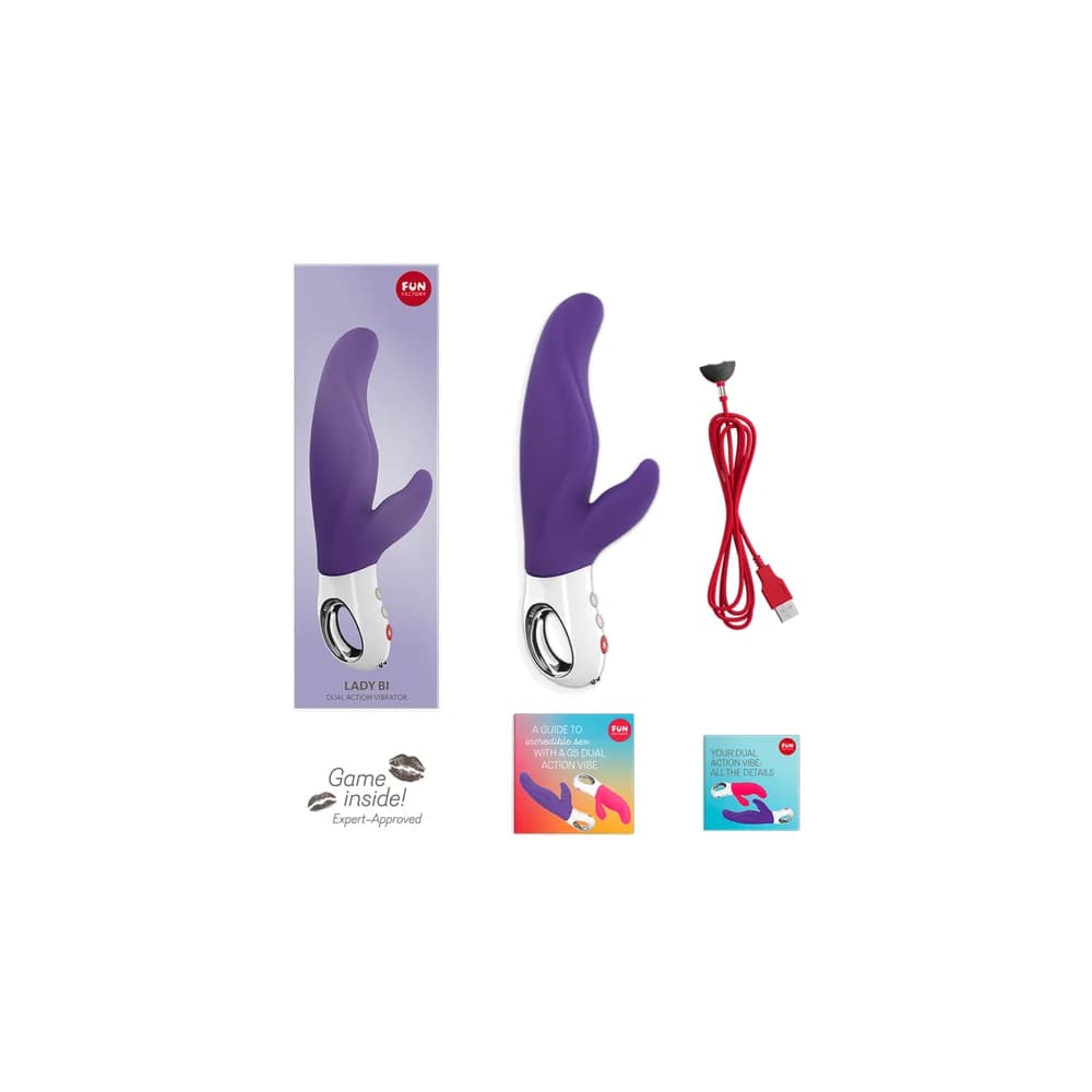 Fun Factory Lady Bi Çift Etkili Silikon Mor 22 cm Vibratör thumbnail 5