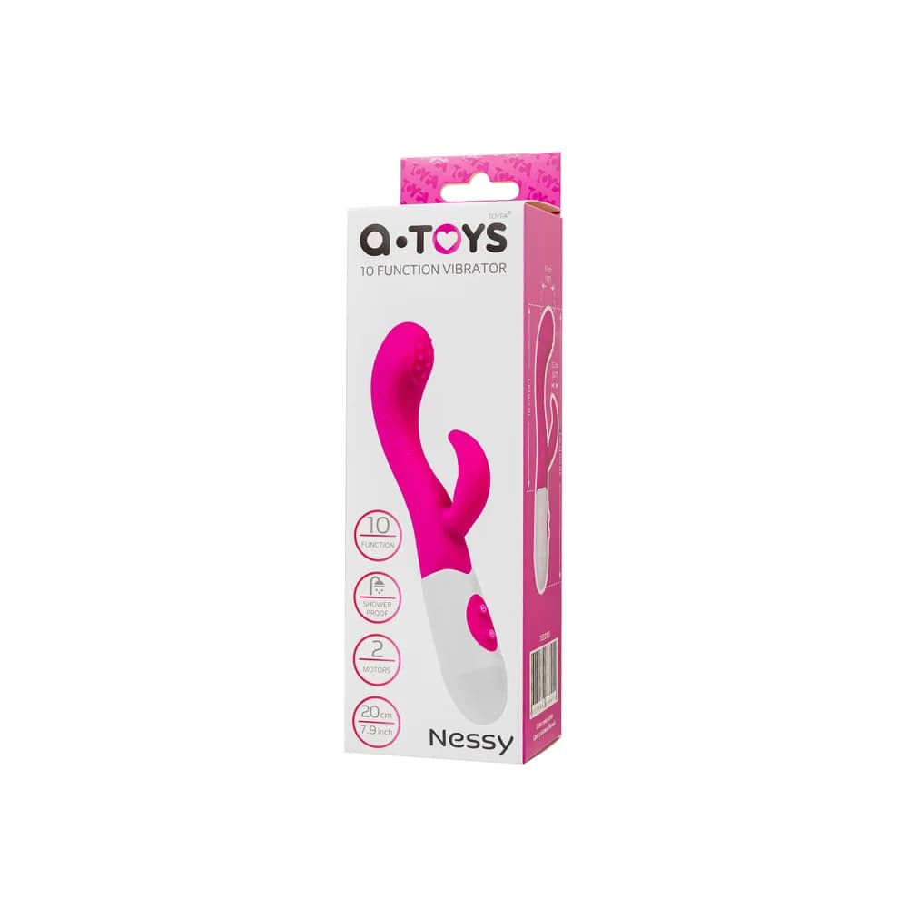 A-Toys by TOYFA Nessy Çift Motorlu Silikon Klitoral Uyarıcı ve G-Noktası Vibratör Pembe 20 cm thumbnail 7
