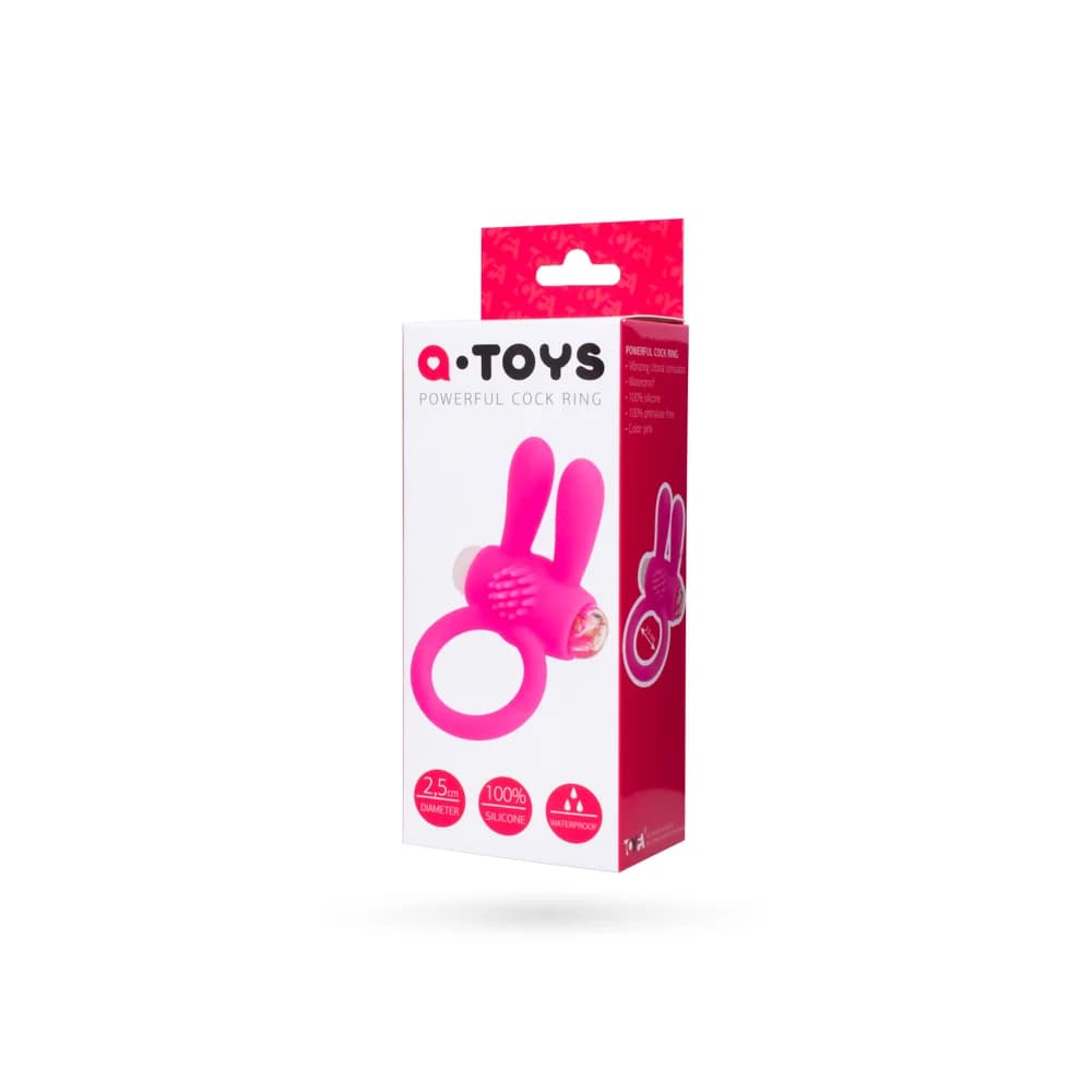 A-Toys by TOYFA Rabbi Titreşimli Pembe Silikon Penis Halkası 2.5 cm thumbnail 4