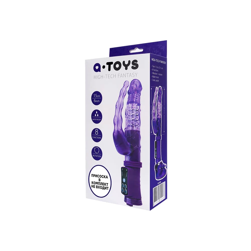 A-Toys by TOYFA Vantuzlu Çift Etkili Rotasyonlu Mor Vibratör 22 cm thumbnail 6