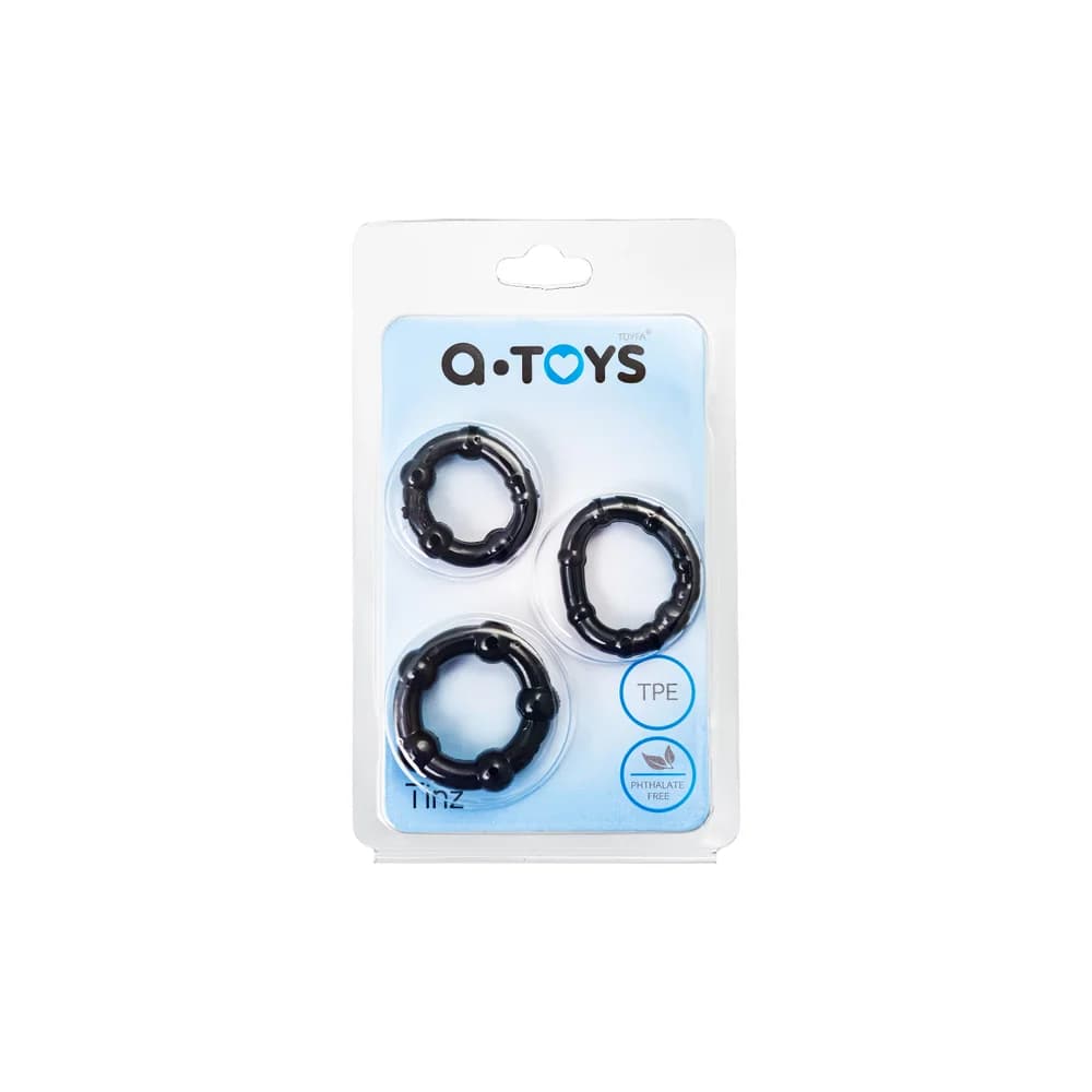 A-Toys by TOYFA Esnek TPE Siyah Penis Halka Seti 3'lü thumbnail 5