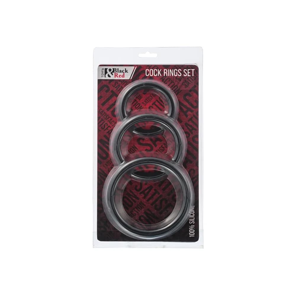 Black & Red by TOYFA 3lü Silikon Montaj Halkası Seti Siyah Ø6/5/4 cm thumbnail 2