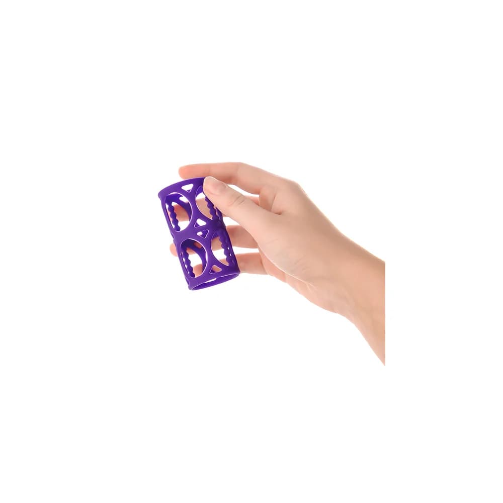 A-Toys by TOYFA Mor 7.5 cm Silikon Kabartmalı Penis Eki ve Kılıfı thumbnail 5