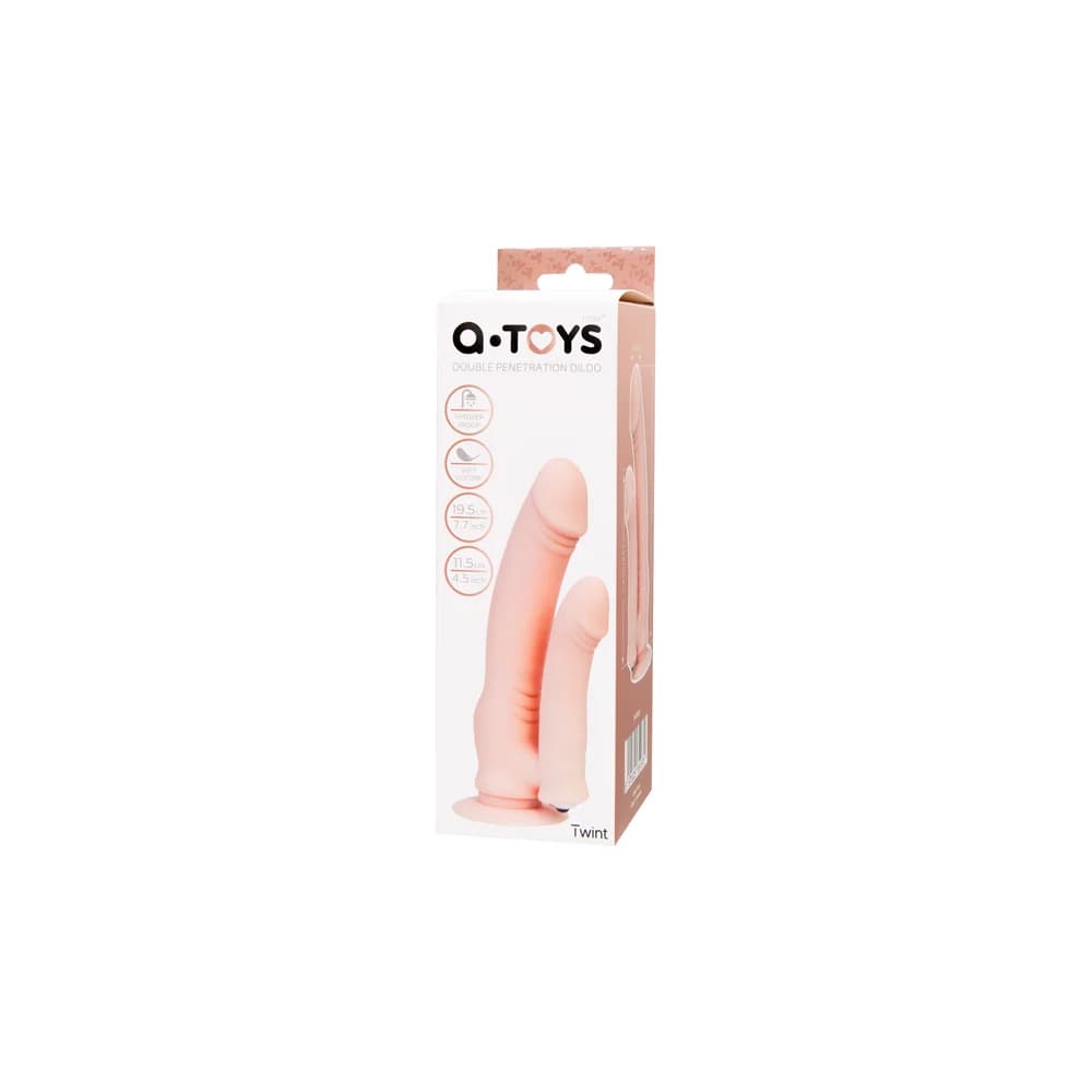 A-Toys by TOYFA Twint Çift Başlıklı Gerçekçi Silikon Yapay Penis 19,5 cm Çıplak thumbnail 7