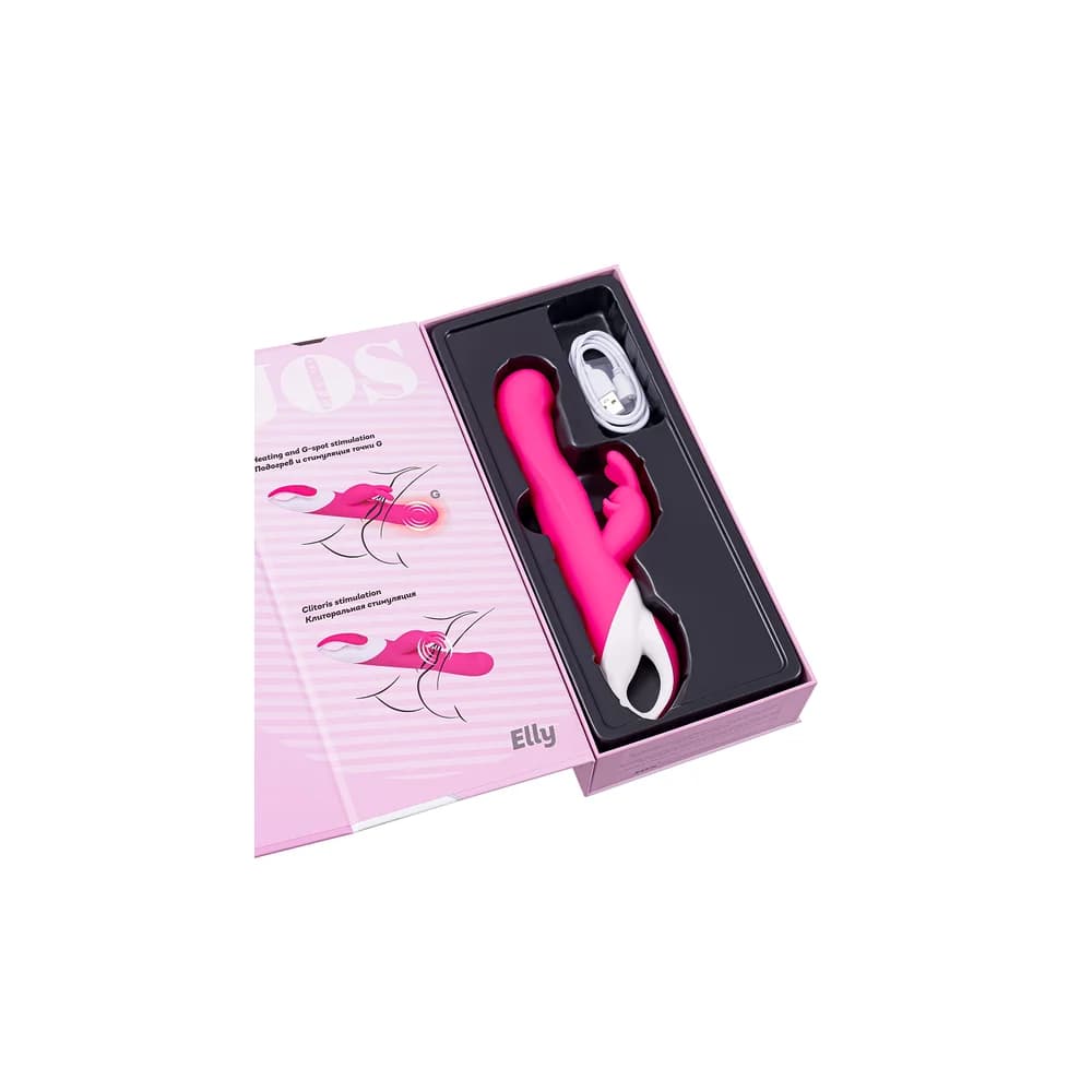 Jos Elly Isıtmalı ve Çift Motorlu G Noktası Klitoral Vibratör Pembe 21.5 cm thumbnail 9