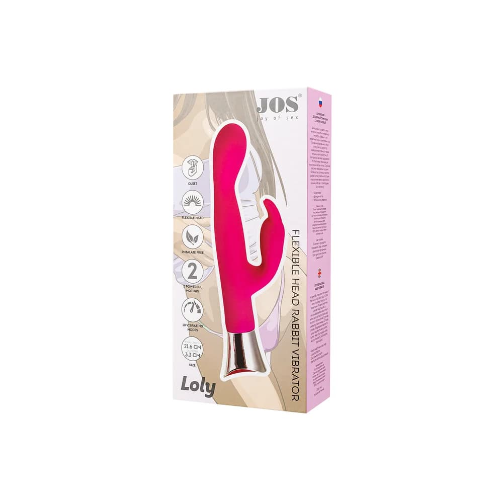 Jos Loly Çift Etkili Klitoral ve G Noktası Uyarıcı Silikon Vibratör - Pembe 21.6 cm thumbnail 9