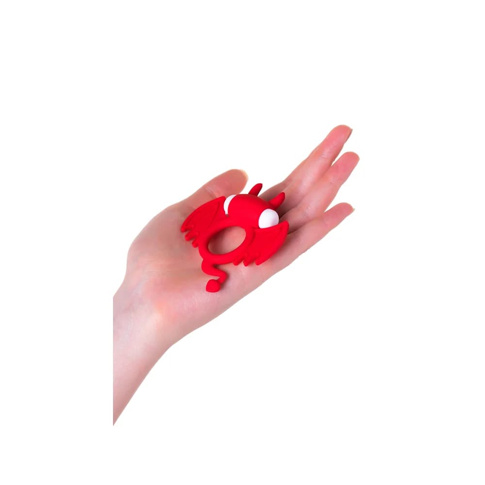 Jos Sweet Devil Titreşimli ve Klitoral Uyarıcılı Kırmızı Silikon Penis Halkası 8.5 cm thumbnail 7