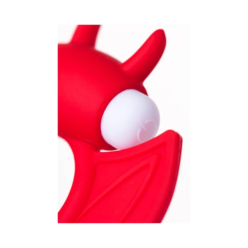 Jos Sweet Devil Titreşimli ve Klitoral Uyarıcılı Kırmızı Silikon Penis Halkası 8.5 cm thumbnail 8