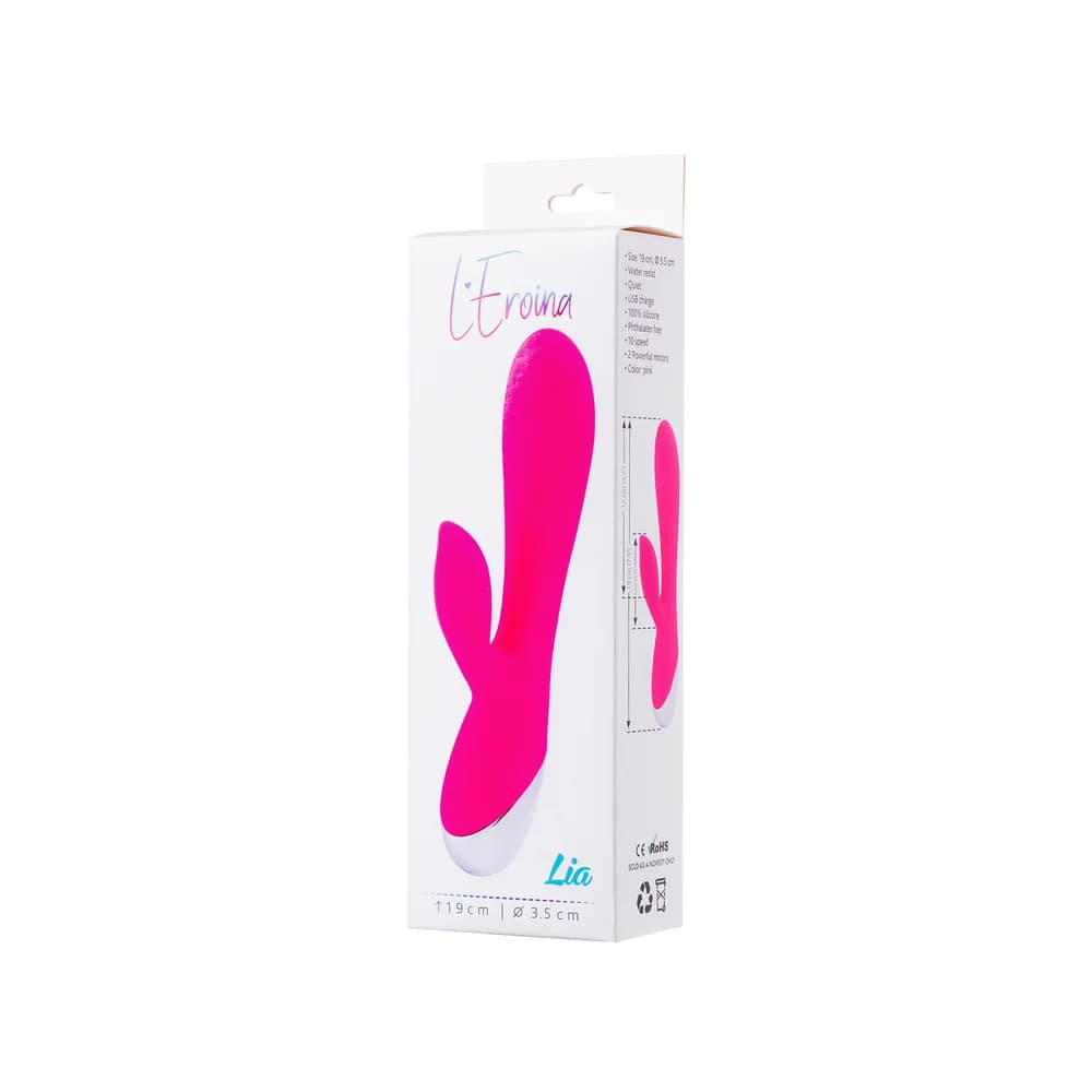 L'Eroina 19 cm Klitoral Stimülatörlü Silikon Vibratör - Pembe thumbnail 7