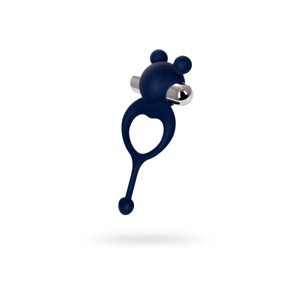 Jos Mickey Titreşimli ve Kuyruklu Silikon Penis Halkası - Mavi