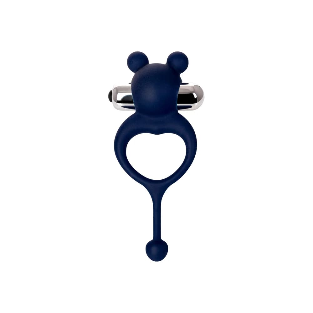 Jos Mickey Titreşimli ve Kuyruklu Silikon Penis Halkası - Mavi thumbnail 2