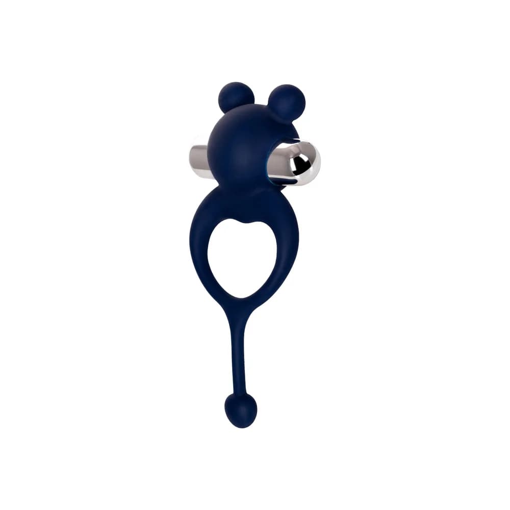 Jos Mickey Titreşimli ve Kuyruklu Silikon Penis Halkası - Mavi thumbnail 3