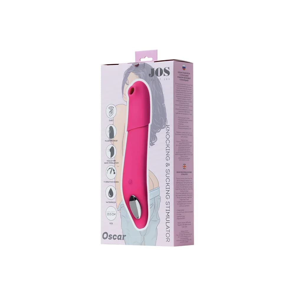Jos Oscar 2'si 1 Arada Vakum Dalgası ve Titreşimli G-Noktası Klitoral Vibratör Pembe 20.5 cm thumbnail 7