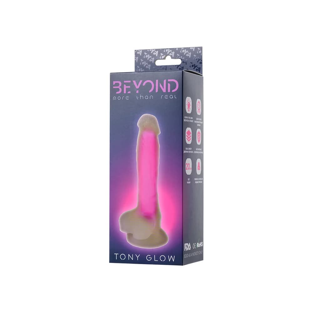 Beyond by Toyfa Tony Glow Gece Parlayan Silikon Şeffaf Gerçekçi Dildo 20 cm thumbnail 7