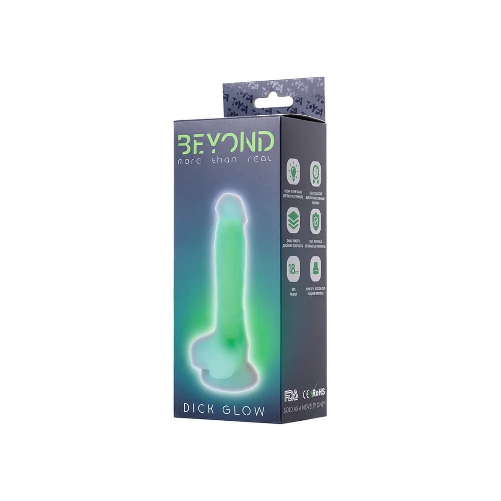 Beyond by Toyfa Dick Glow Gece Parlayan Şeffaf Sıvı Silikon Gerçekçi Dildo 18 cm thumbnail 7