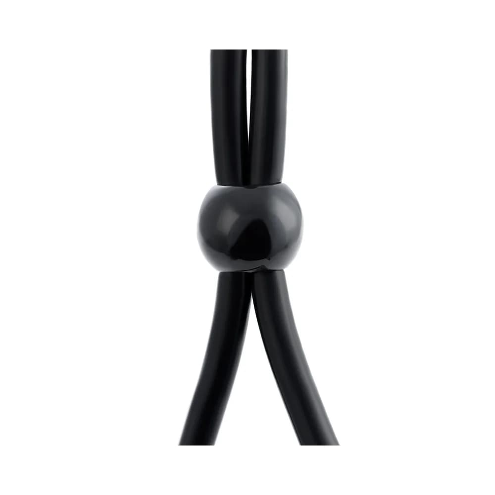 A-Toys by TOYFA Çift Boncuklu Ayarlanabilir Siyah Silikon Penis Kementi ve Halkası 19.5 cm thumbnail 6