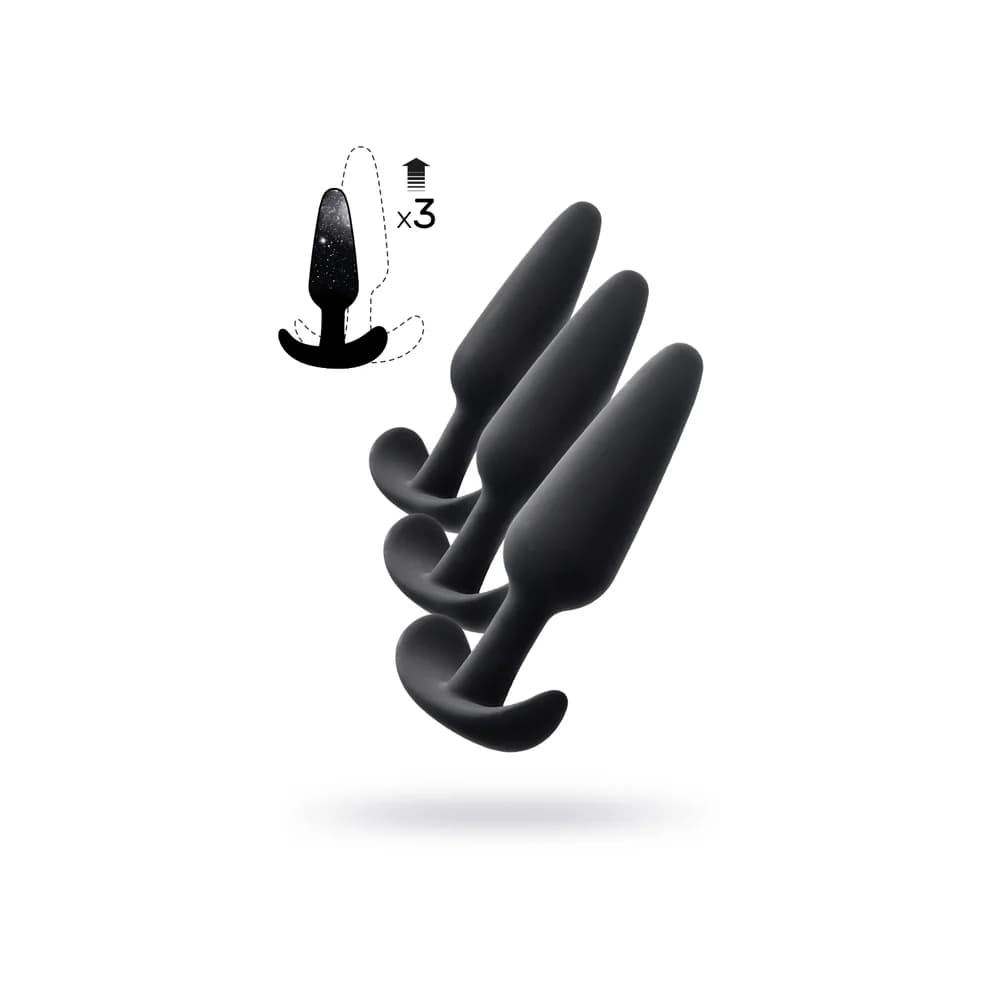 POPO Pleasure Eridani 3'lü Kademeli Silikon Anal Plug Seti - Siyah