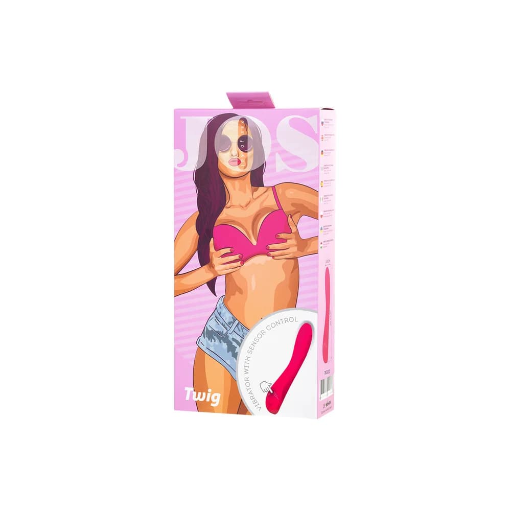 Jos Twig Pembe Silikon G Noktası Stimülatörlü USB Şarjlı Dokunmatik Vibratör 20.5 cm thumbnail 8