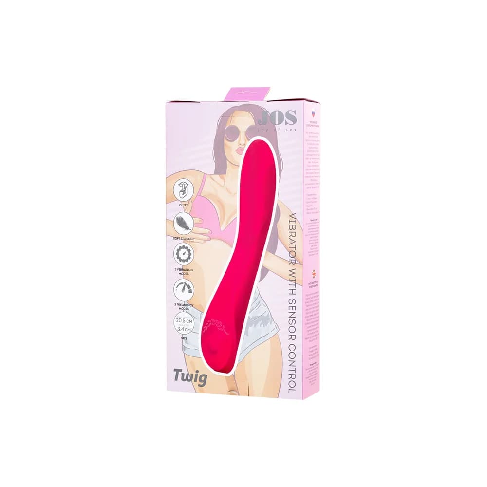 Jos Twig Pembe Silikon G Noktası Stimülatörlü USB Şarjlı Dokunmatik Vibratör 20.5 cm thumbnail 9
