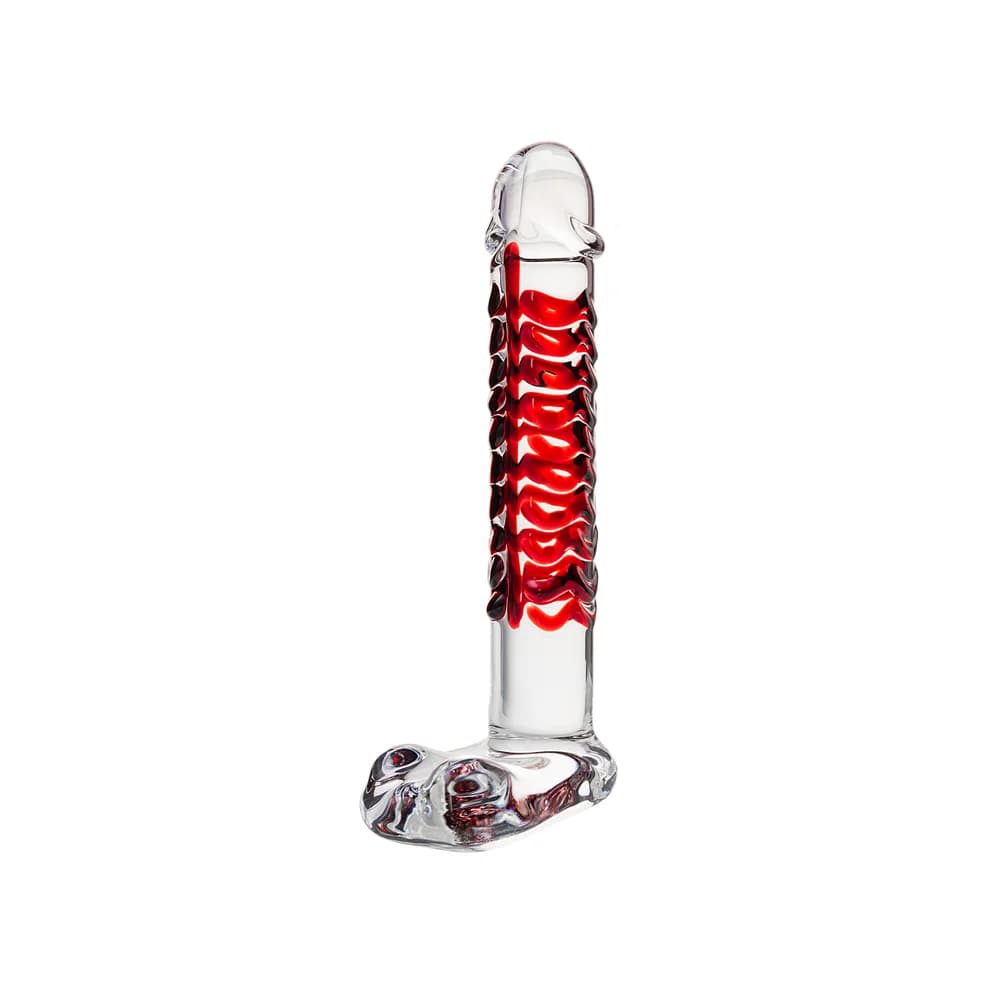Sexus Glass Transparan Cam 16 cm Kabartmalı Fantezi Dildo thumbnail 2