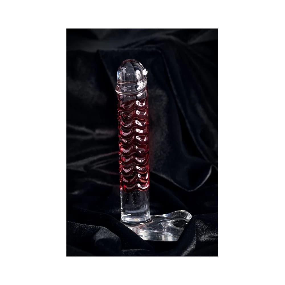 Sexus Glass Transparan Cam 16 cm Kabartmalı Fantezi Dildo thumbnail 11