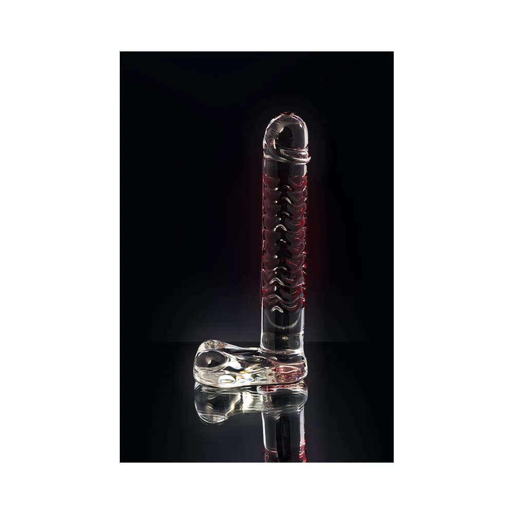 Sexus Glass Transparan Cam 16 cm Kabartmalı Fantezi Dildo thumbnail 12