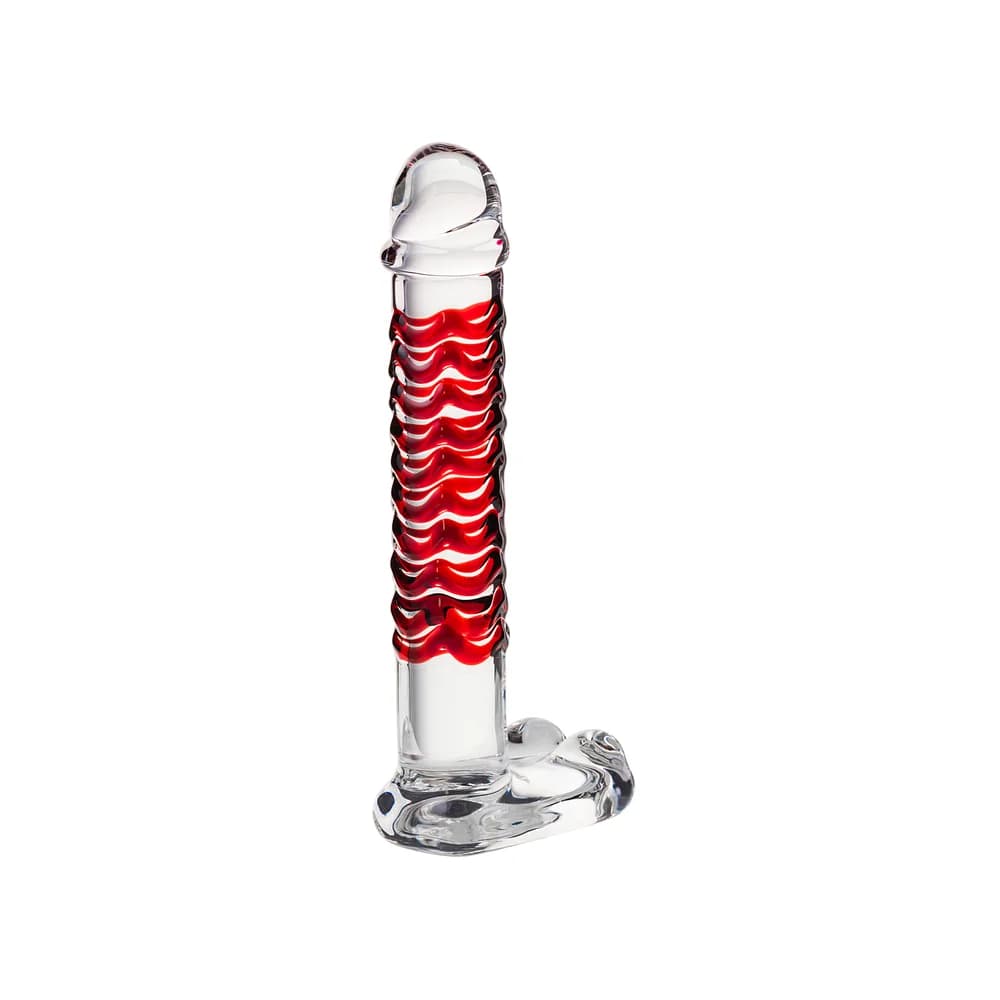 Sexus Glass Transparan Cam 16 cm Kabartmalı Fantezi Dildo thumbnail 4