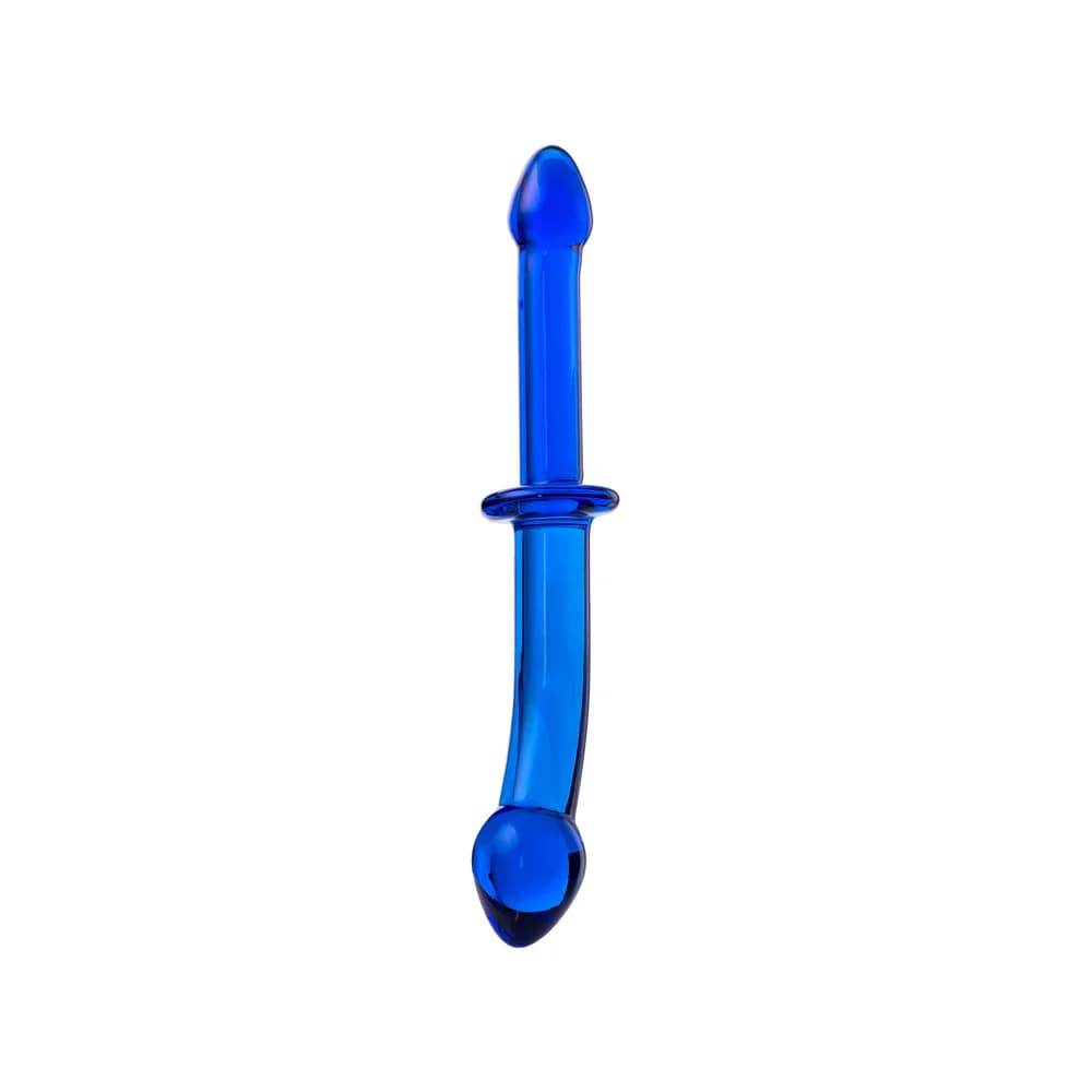 Sexus Glass Çift Taraflı Cam Yapay Penis 25 cm Mavi thumbnail 2