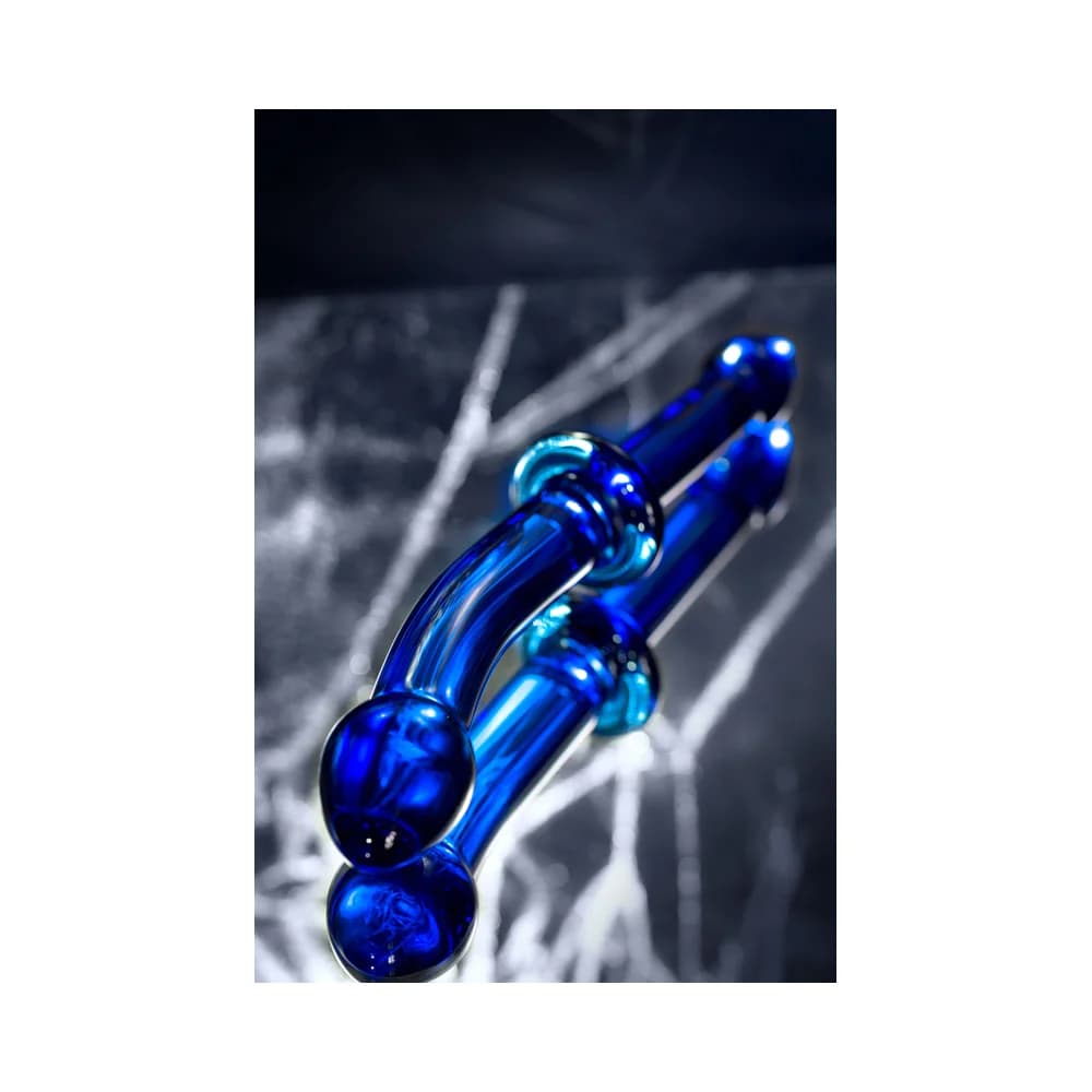Sexus Glass Çift Taraflı Cam Yapay Penis 25 cm Mavi thumbnail 9
