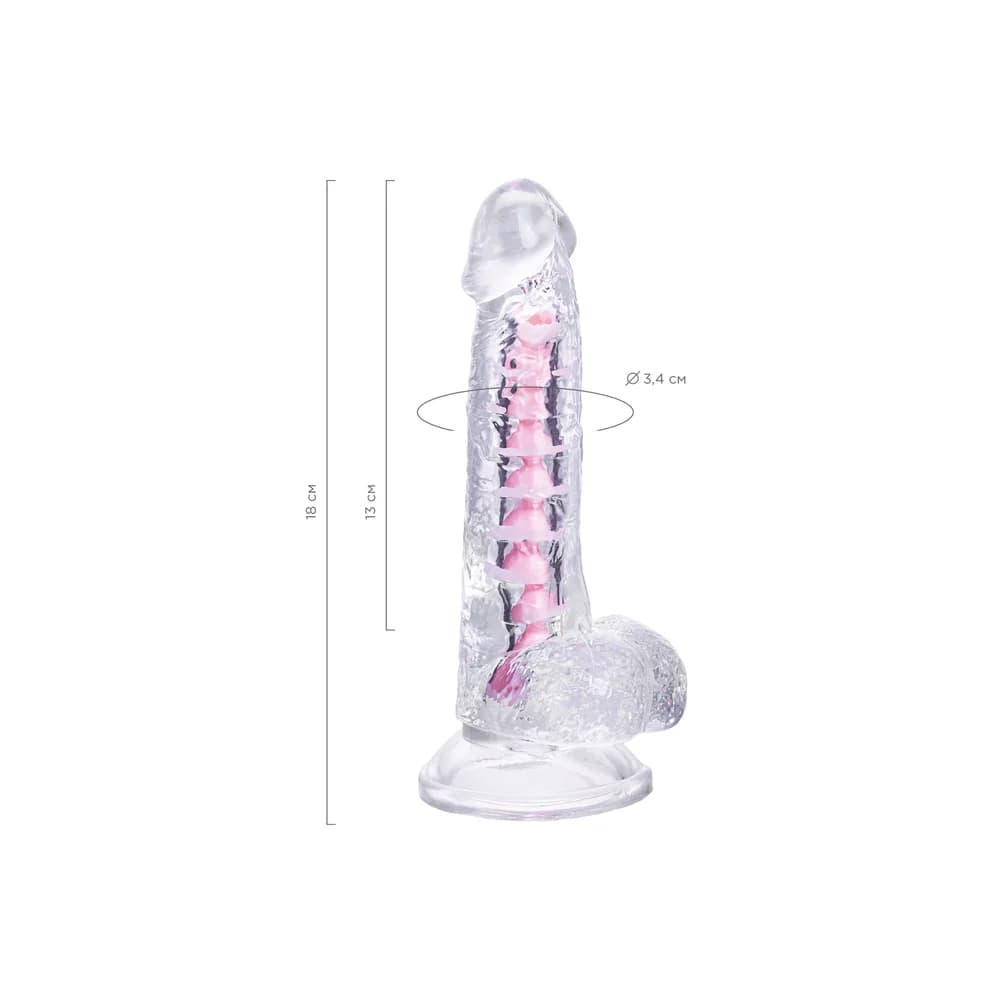 A-Toys by TOYFA Paret Şeffaf 18 cm TPE Esnek Vantuzlu Gerçekçi Jel Dildo thumbnail 12
