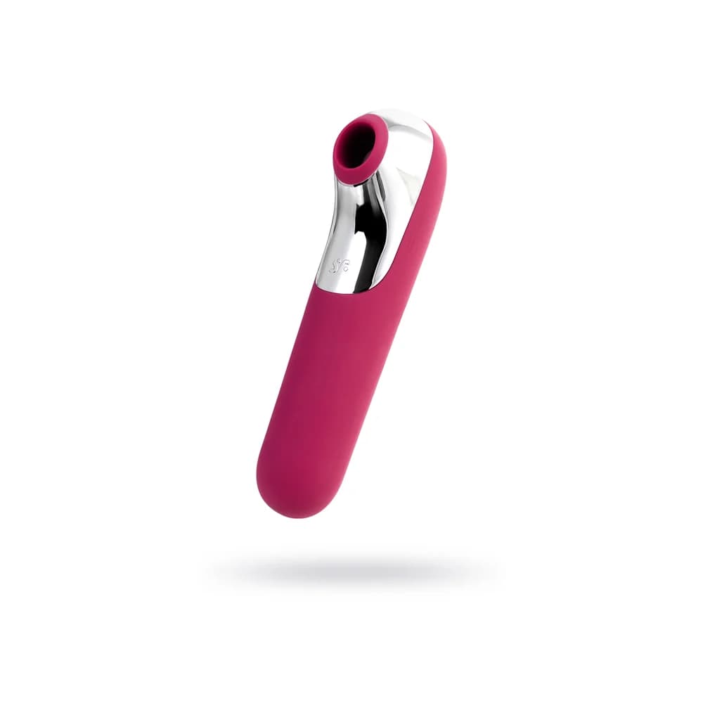 Satisfyer Dual Love Pink Hava Basınçlı Vakumlu ve Titreşimli Klitoral Uyarıcı Vibratör Kırmızı 16 cm