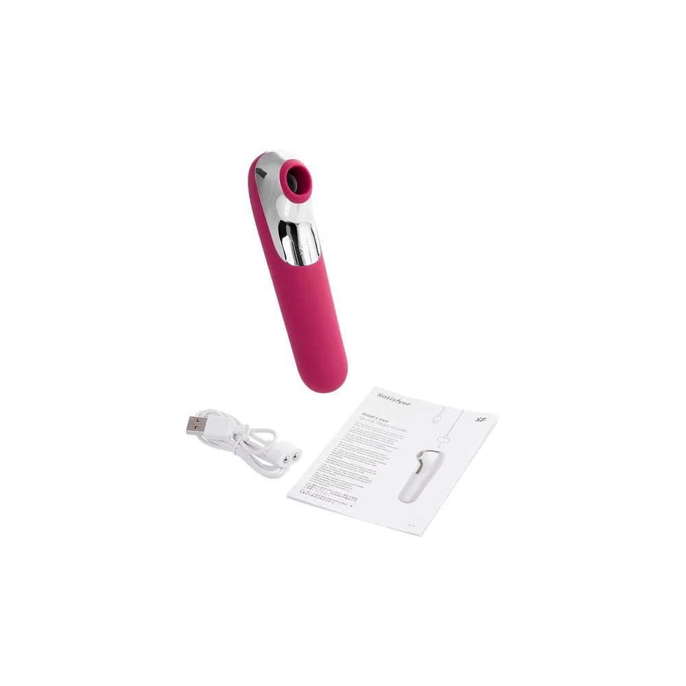 Satisfyer Dual Love Pink Hava Basınçlı Vakumlu ve Titreşimli Klitoral Uyarıcı Vibratör Kırmızı 16 cm thumbnail 6