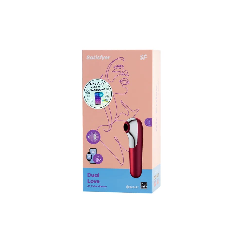 Satisfyer Dual Love Pink Hava Basınçlı Vakumlu ve Titreşimli Klitoral Uyarıcı Vibratör Kırmızı 16 cm thumbnail 9
