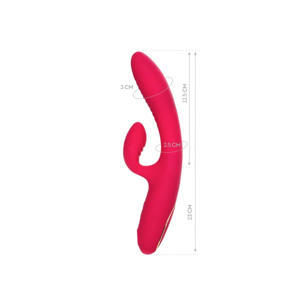 Jos Enila Vakum Dalgalı ve Isıtmalı Silikon Tavşan Vibratör Pembe 23 cm thumbnail 11