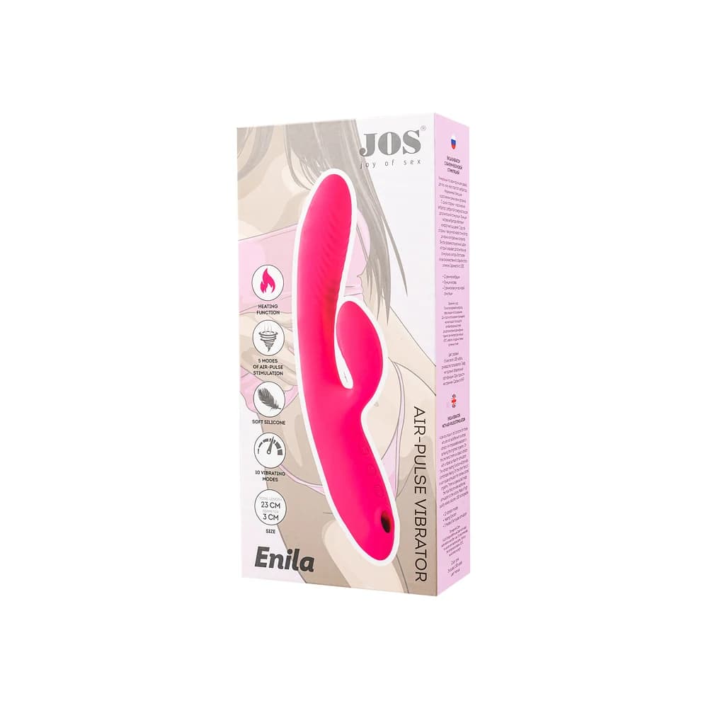 Jos Enila Vakum Dalgalı ve Isıtmalı Silikon Tavşan Vibratör Pembe 23 cm thumbnail 10