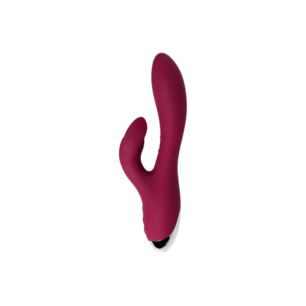 L'Eroina Mion Çift Motorlu Klitoral Uyarıcılı Silikon Vibratör Bordo 22 cm thumbnail 2