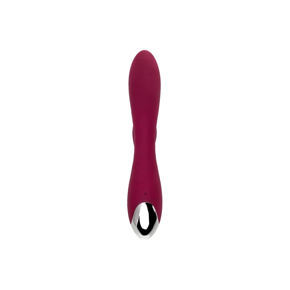 L'Eroina Mion Çift Motorlu Klitoral Uyarıcılı Silikon Vibratör Bordo 22 cm thumbnail 3
