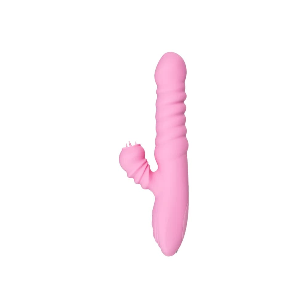 Jos Lixy Isıtmalı ve Hareketli Çift Motorlu Silikon Tavşan Vibratör Pembe 23 cm thumbnail 2