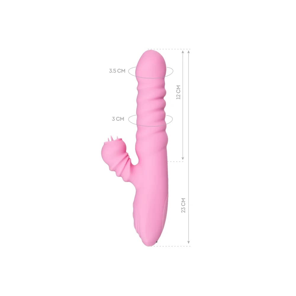 Jos Lixy Isıtmalı ve Hareketli Çift Motorlu Silikon Tavşan Vibratör Pembe 23 cm thumbnail 11