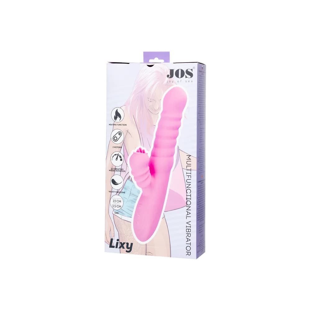 Jos Lixy Isıtmalı ve Hareketli Çift Motorlu Silikon Tavşan Vibratör Pembe 23 cm thumbnail 10