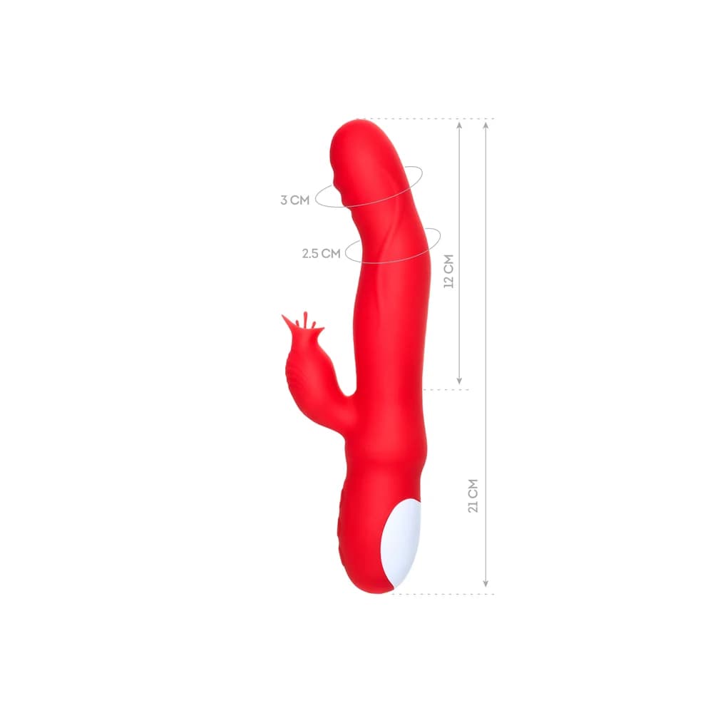Jos Redli Kadifemsi Silikon Kırmızı 21 cm Isıtmalı ve Titreşimli G Noktası Klitoral Vibratör thumbnail 12