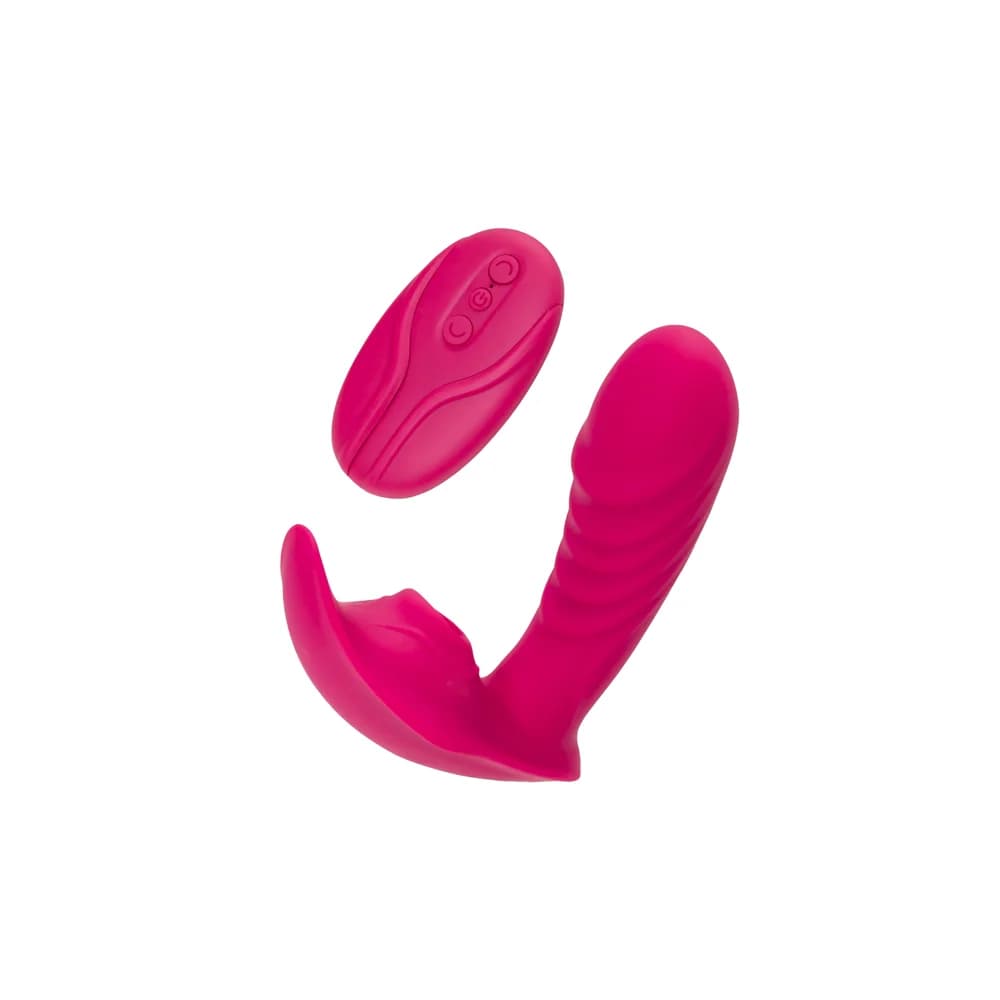 Jos Shani Kadifemsi Silikon Pembe 12 cm G Noktası Uyarıcı Vakumlu Vibratör ve Uzaktan Kumandalı Masaj Aleti thumbnail 4
