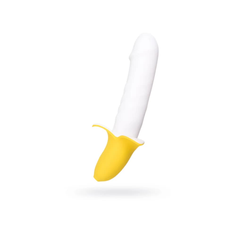 Jos B-Nana Silikon Pistonlu ve Titreşimli Beyaz Vibratör 19 cm